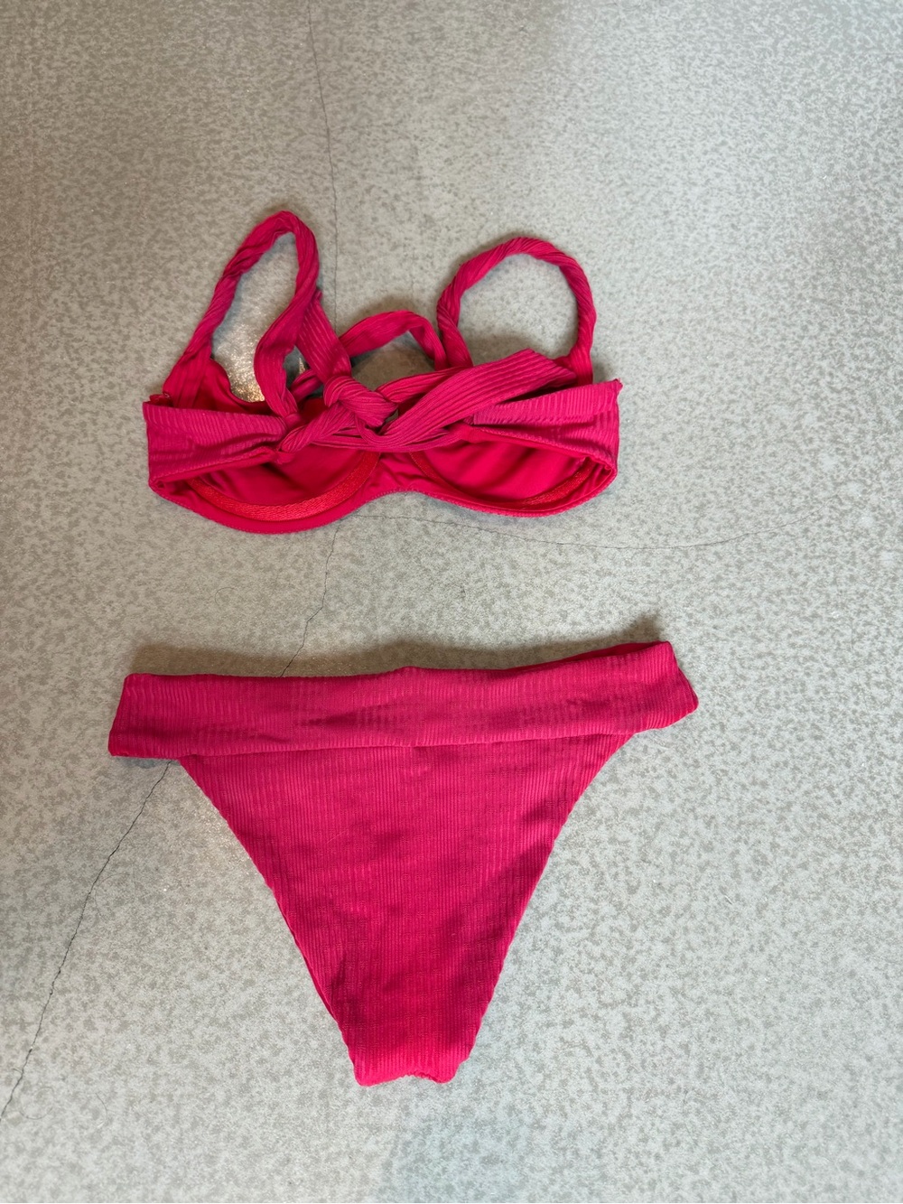 l*space Hot Red Ribbed Underwire Bikini Set - Picture 3 of 5